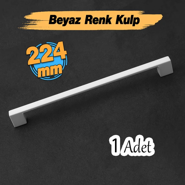 Gölcük Beyaz Renk Metal Kulp 224 Mm-22.4 Cm Mobilya Çekmece Mutfak Dolabı Dolap Kulpları Kulbu Kulpu ürün görseli 1