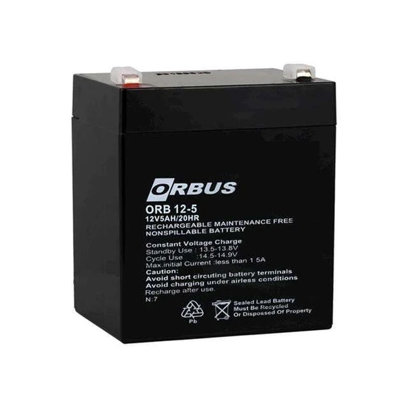 Orbus ORB12-5 12 Volt 5 Amper Kuru Akü (90x70x101 Mm) ürün görseli 1
