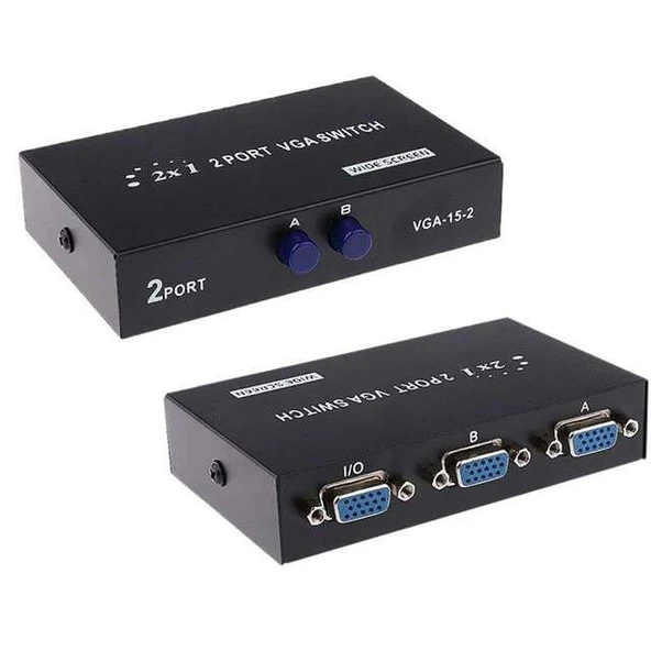 PowerMaster PM-4263 2 Port Giriş 1 Çıkış Manuel VGA Splitter Toplayıcı Switch (2 PC 1 Ekran) ürün görseli 1