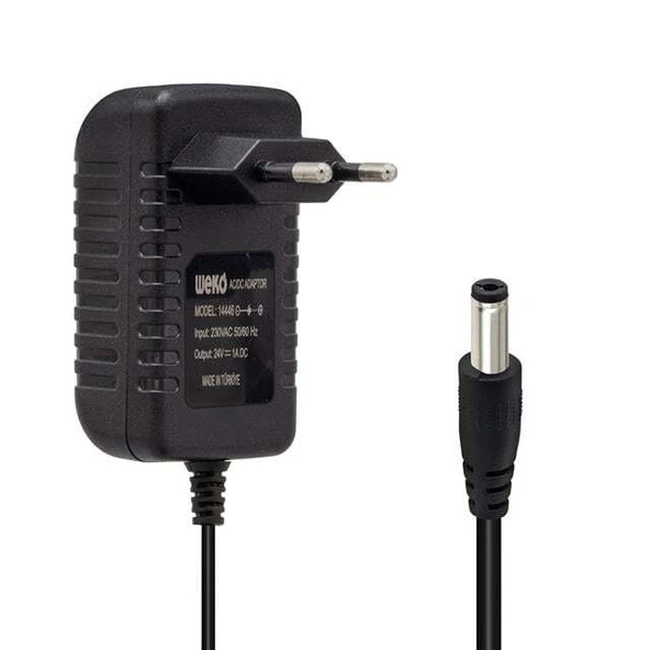 Weko 24 Volt 1 Amper 24 Watt Plastik Kasa Priz Tipi Adaptör (5.5x2.5 Uçlu) ürün görseli 1