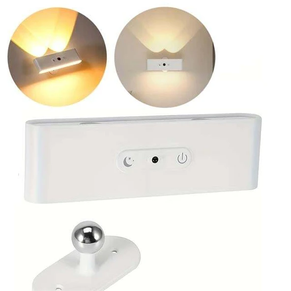 Ledx SK-BD188F Çift Yönlü Hareket Sensörlü Dekoratif Şarjlı Duvar Aplik 2 Mercekli 15 Smd Ledli 3000K-4000K-6500K ürün görseli 1