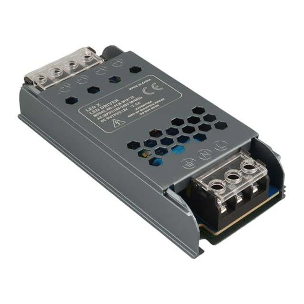 Ledx ALN-M12125 12 Volt 12.5 Amper 57x24x12mm Ultra Slim Metal Kasa Adaptör ürün görseli 1