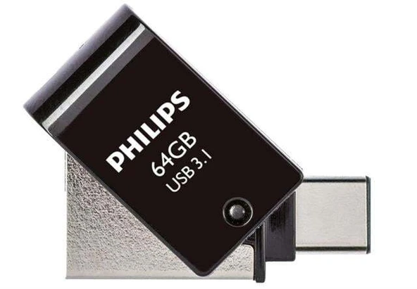 Philips FM64DC152B/00 64Gb 2 IN 1 TYPE-C/USB 3.1 Siyah Gri USB Flash Bellek ürün görseli 1