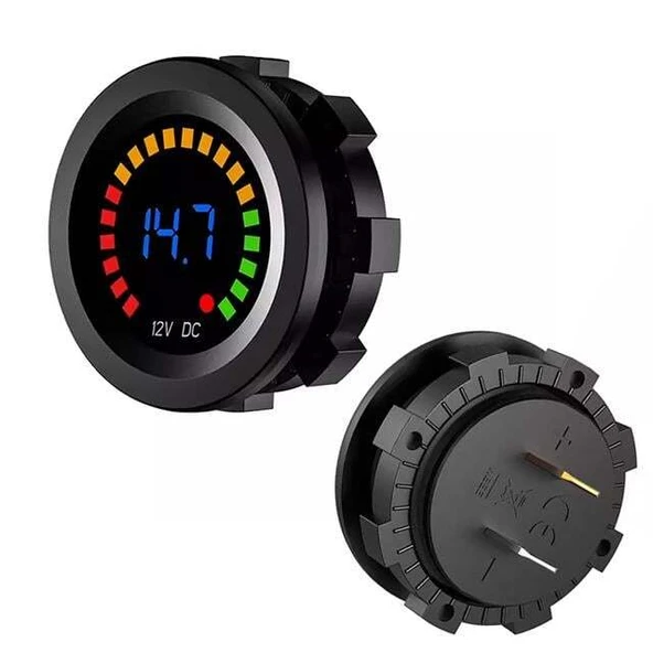 PowerMaster IC-230E 6-18 Volt Voltmetre Pano Tipi Akü Göstergeli 28 Mm ürün görseli 1