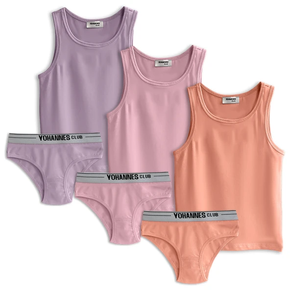 Yohannes Club, Kız Çocuk, Pamuklu Slip&Atlet, Alt-Üst, (3 Çift ve 4 çift Takım seçenekli) ürün görseli 1