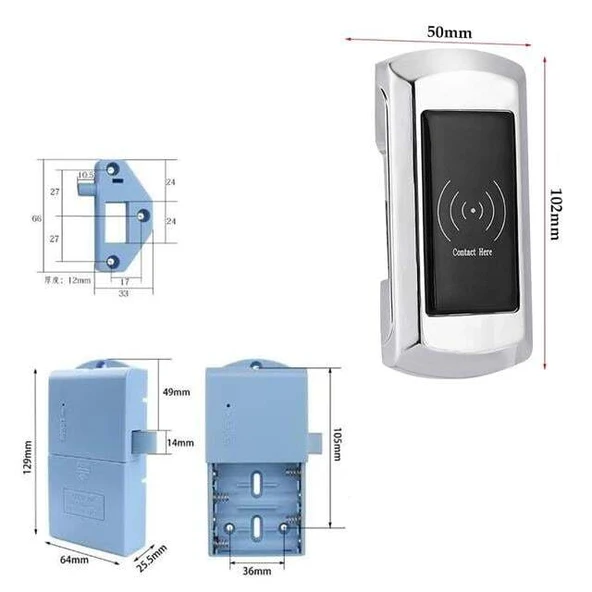 PowerMaster PM-26727 125Khz RFID Dijital Çekmece Dolap Kilidi (2'li Paket) ürün görseli 1