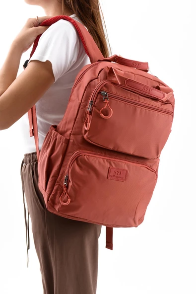 571 collections Ultra Hafif Şik ve Su Geçirmez Orta Boy Sırt Çantası Kiremit Model: (571-13-9F) ürün görseli 1