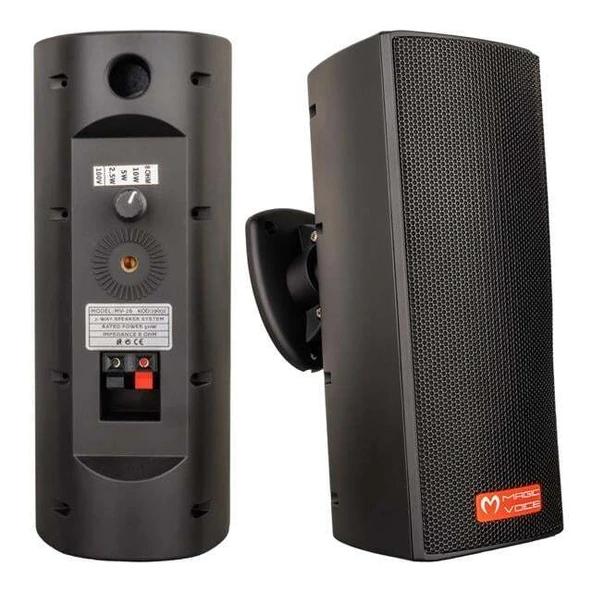 Magicvoice MV-26  2x7,5 Cm 50W 3 Yollu Siyah Sütun Hat Trafolu Hoparlör 2'li Takım ürün görseli 1