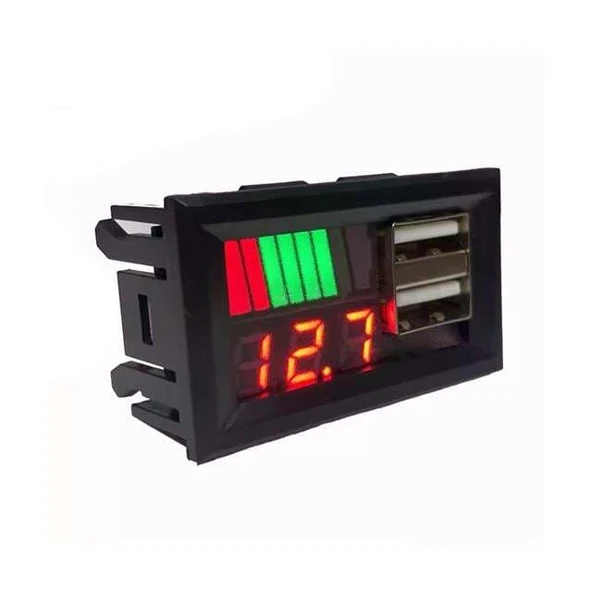PowerMaster IC278C Dijital Voltmetre USB Çıkışlı Akü Göstergeli DC 12Volt Aküler İçin ürün görseli 1
