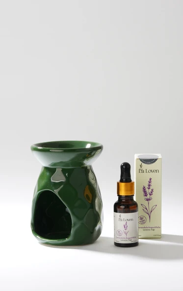 LaLoven Meditasyon İkilisi Lavanta Yağı ve Yeşil Buhurdanlık %100 Doğal ürün görseli 1