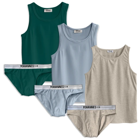 Yohannes Club, Erkek Çocuk, Pamuklu Slip&Atlet, Alt-Üst, 3 çift ve 4 çift seçenekli, ürün görseli 1