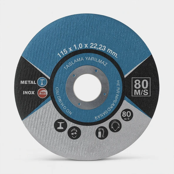İnox Kesme Diski 115x1,0x22,23 Mm İnce Metal Kesici Taş Disk Spiral Demir Kesici Disk ürün görseli 1