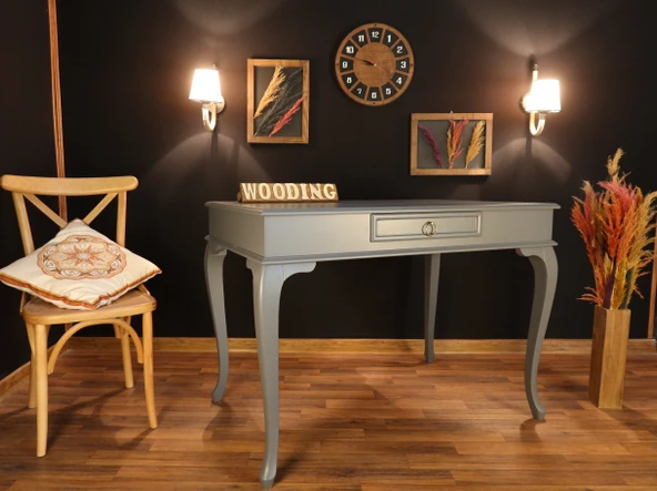 Wooding Mobilya 120 Cm Çekmeceli Masif Gri Çalışma Masası ürün görseli 1