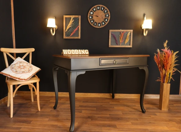 Wooding Mobilya 120 Cm Çekmeceli Masif Siyah Ceviz Çalışma Masası ürün görseli 1
