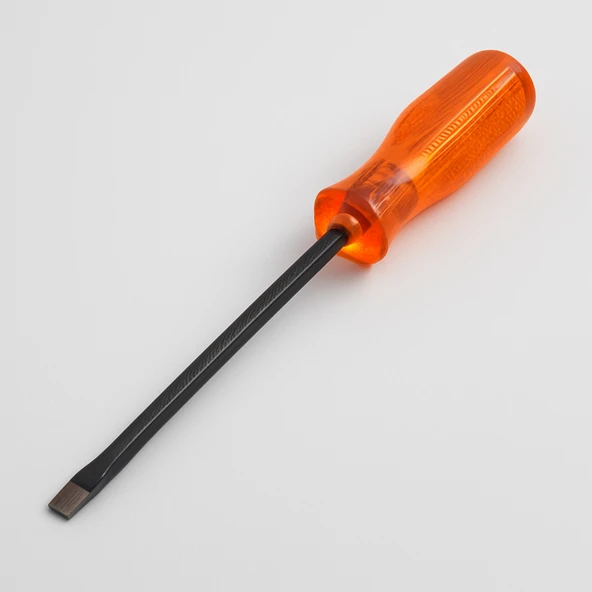 Tornavida Uzun Boy Premium Kraft Düz Tornavida Turuncu Plastik Sap 6x150 mm ürün görseli 1