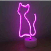 Neon Işıklı Kedi Lamba USB+Pil ürün görseli 1