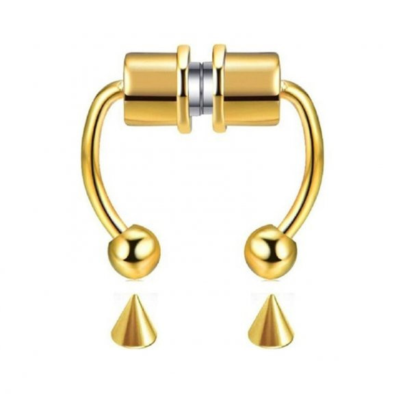 Sarı Paslanmaz Çelik Mıknatıslı Fake Sahte Septum Piercing ürün görseli 1