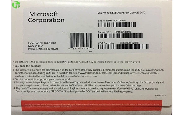 Microsoft Windows 10 Pro Türkçe 64Bit OEM (FQC-08977) ürün görseli 1