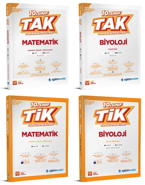 Eğitim Vadisi 2026 10. Sınıf Matematik + Biyoloji Tak Tam Anlatım + Tik Tam İzleme Seti 4 Kitap ürün görseli 1