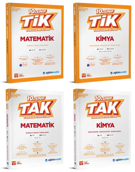 Eğitim Vadisi 2026 10. Sınıf Matematik + Kimya Tak Tam Anlatım + Tik Tam İzleme Seti 4 Kitap ürün görseli 1