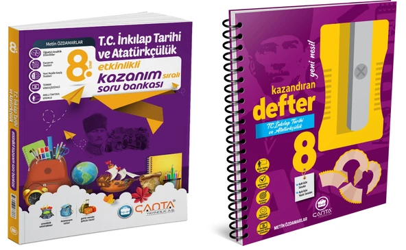 Çanta 2025 8. Sınıf İnkılap Tarihi Etkinlikli Kazanım Soru Bankası + Defter Seti 2 Kitap ürün görseli 1