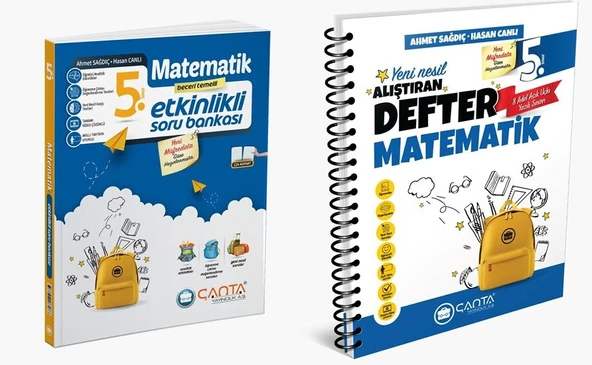 Çanta 2025 5. Sınıf Matematik Etkinlikli Kazanım Soru Bankası + Defter Seti 2 Kitap Güncel Müfredat ürün görseli 1