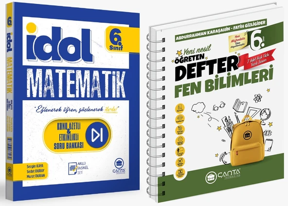 Çanta 2025 6. Sınıf İdol Konu Özetli Matematik + Fen Bilimleri Öğreten Defter Seti 2 Kitap Güncel Müfredat ürün görseli 1