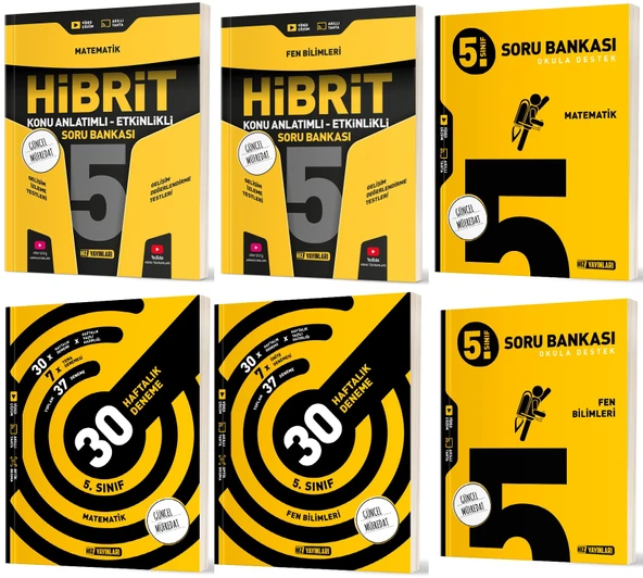 Hız 2025 5. Sınıf Matematik + Fen Bilimleri Haftalık Deneme + Hibrit + Soru Seti 6 Kitap ürün görseli 1