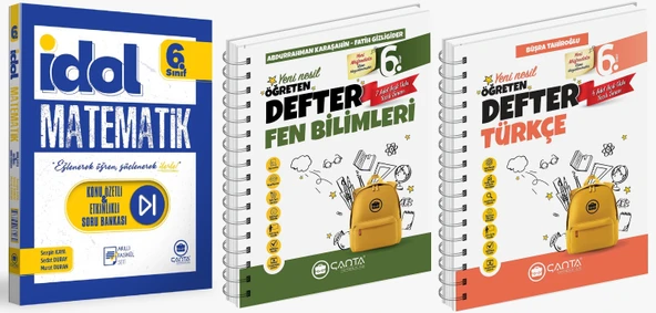 Çanta 2025 6. Sınıf İdol Konu Özetli Matematik + Türkçe + Fen Öğreten Defter Seti 3 Kitap Güncel Müfredat ürün görseli 1
