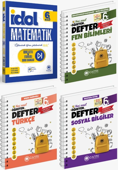 Çanta 2025 6. Sınıf İdol Konu Özetli Matematik + Türkçe + Fen + Sosyal Öğreten Defter Seti 4 Kitap Güncel Müfredat ürün görseli 1