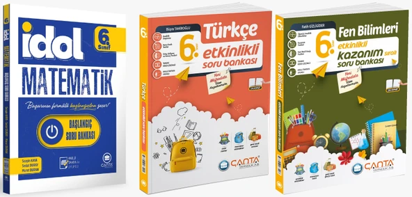 Çanta 2025 6. Sınıf İdol Başlangıç Matematik + Türkçe + Fen Etkinlikli Kazanım Soru Seti 3 Kitap Güncel Müfredat ürün görseli 1