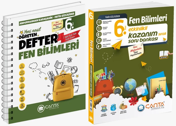 Çanta 2026 6. Sınıf Fen Bilimleri Etkinlikli Kazanım Soru Bankası + Defter Seti 2 Kitap Güncel Müfredat ürün görseli 1