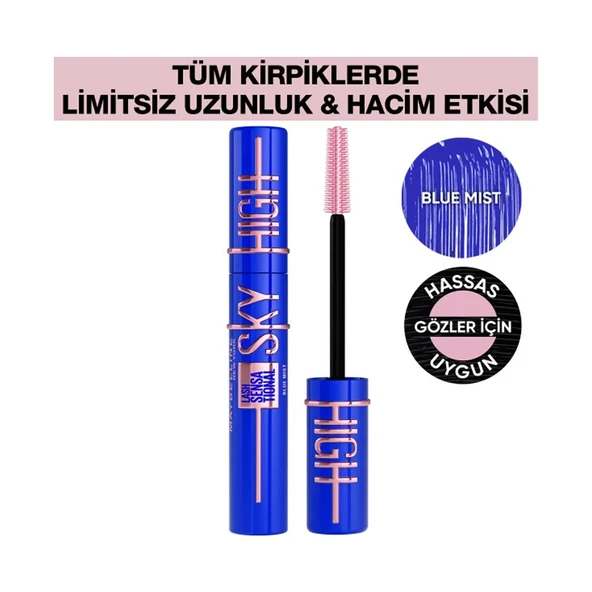 Maybellıne Cıls Sensatıonal Sky Hıgh Mascara Blue Mıst Mavi ürün görseli 1