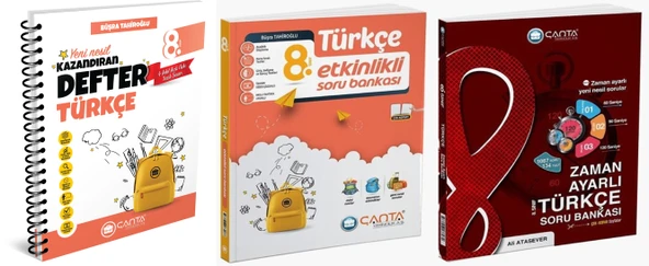 Çanta 2025 8. Sınıf Türkçe Etkinlikli Kazanım + Zaman Ayarlı Soru + Defter Seti 3 Kitap ürün görseli 1