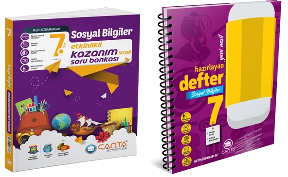 Çanta 2025 7. Sınıf Sosyal Bilgiler Etkinlikli Kazanım Soru Bankası + Defter Seti 2 Kitap ürün görseli 1