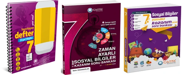 Çanta 2025 7. Sınıf Sosyal Bilgiler Etkinlikli Kazanım + Zaman Ayarlı Soru + Defter Seti 3 Kitap ürün görseli 1