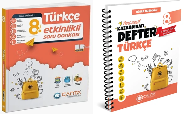 Çanta 2025 8. Sınıf Türkçe Etkinlikli Kazanım Soru Bankası + Defter Seti 2 Kitap ürün görseli 1