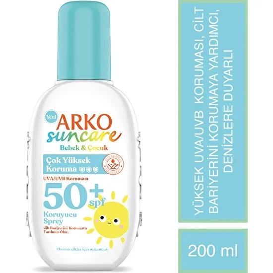 Arko Suncare Bebek Ve Çocuk Güneş Koruyucu Sprey Spf 50 Faktör 200 Ml ürün görseli 1