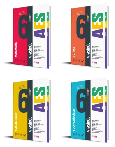 Optik 2026 6. Sınıf Matematik + Türkçe + Fen + Sosyal Aes Fasikül Seti 4 Kitap ürün görseli 1
