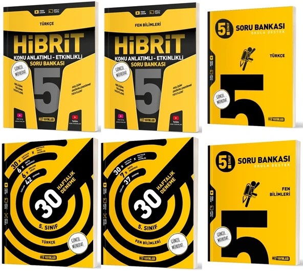 Hız 2025 5. Sınıf Türkçe + Fen Bilimleri Haftalık Deneme + Hibrit + Soru Seti 6 Kitap ürün görseli 1