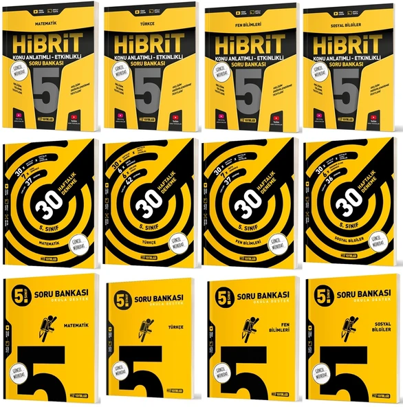 Hız 2025 5. Sınıf Matematik + Türkçe + Fen + Sosyal Haftalık Deneme + Hibrit + Soru Seti 12 Kitap ürün görseli 1