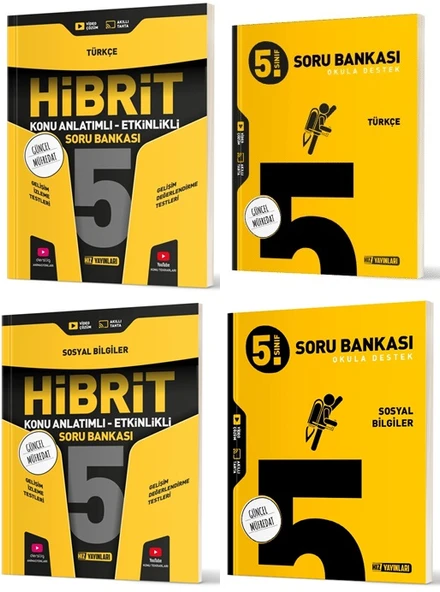 Hız 2025 5. Sınıf Türkçe + Sosyal Bilgiler Soru + Hibrit - Konu Seti 4 Kitap ürün görseli 1