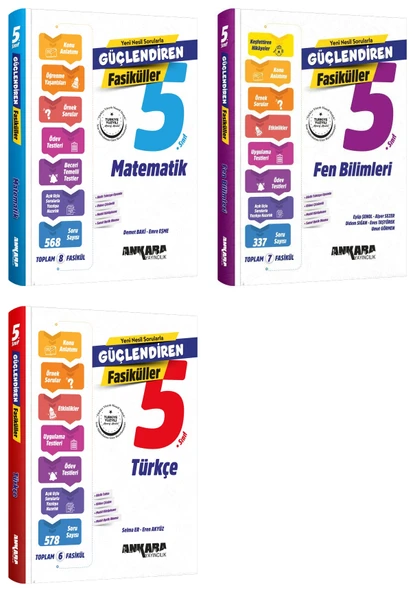 Ankara 2025 5. Sınıf Matematik + Fen Bilimleri + Türkçe Güçlendiren Fasikül Seti 3 Kitap Güncel Müfredat ürün görseli 1