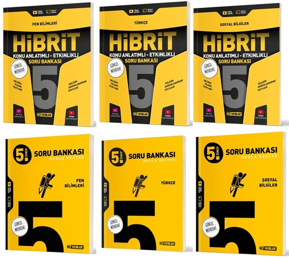 Hız 2025 5. Sınıf Fen Bilimleri + Türkçe + Sosyal Soru + Hibrit - Konu Seti 6 Kitap ürün görseli 1