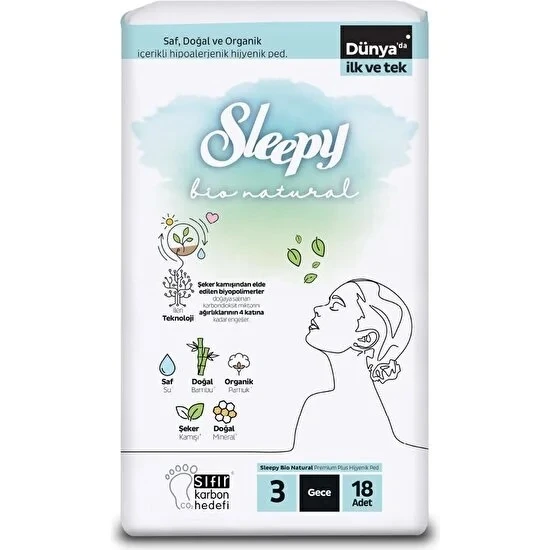 Sleepy Bio Natural Ped Gece 18 Li ürün görseli 1