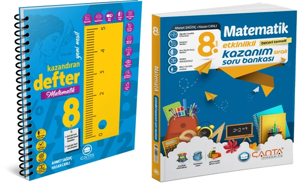 Çanta 2025 8. Sınıf Matematik Etkinlikli Kazanım Soru Bankası + Defter Seti 2 Kitap ürün görseli 1