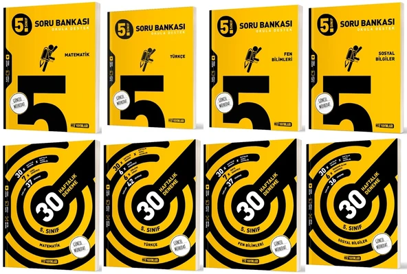 Hız 2025 5. Sınıf Matematik + Türkçe + Fen + Sosyal Haftalık Deneme + Soru Seti 8 Kitap ürün görseli 1