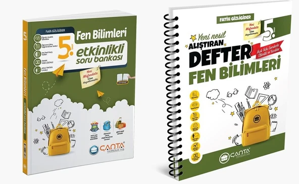 Çanta 2025 5. Sınıf Fen Bilimleri Etkinlikli Kazanım Soru Bankası + Defter Seti 2 Kitap Güncel Müfredat ürün görseli 1