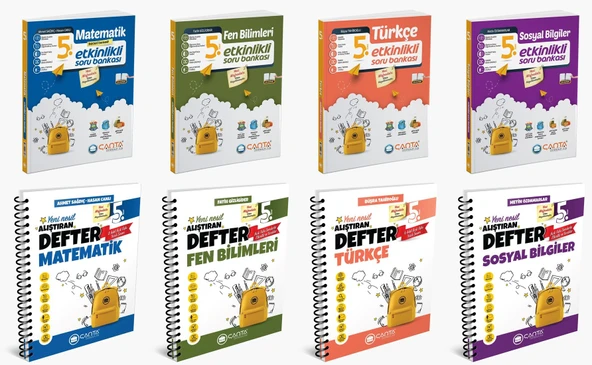 Çanta 2025 5. Sınıf Matematik + Türkçe + Fen + Sosyal Etkinlikli Soru + Defter Seti 8 Kitap Güncel Müfredat ürün görseli 1