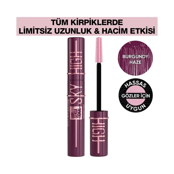 Maybellıne Cıls Sensatıonal Sky Hıgh Mascara Burgundy Haze ürün görseli 1